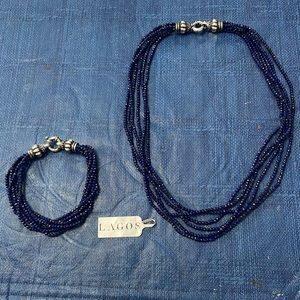 Lagos blue necklace and bracelet set